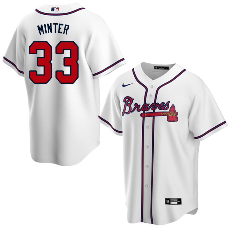 Nike Men #33 A.J. Minter Atlanta Braves Baseball Jerseys Sale-White